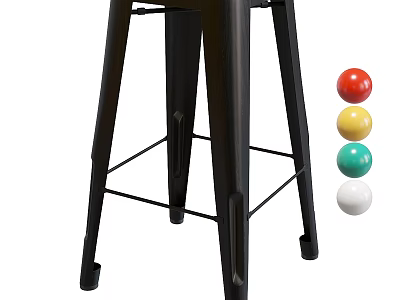 Stylish Black Metal Bar Stool With Modern Design And Colorful Decorative Balls 3d model
