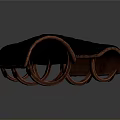 Historical Weapon Vambraces Crafted From Black Leather With Metal Plates And Red Trim