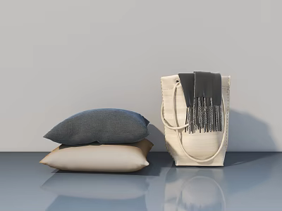 Interior Hinged Door With Gray Beige Pillows Beige Handbag And Scarf 3d model