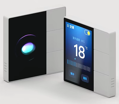Smart Switch Panel with Digital Display for Temperature Lighting and Air Conditioner Control 3d model