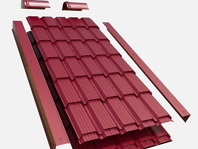 Synthetic resin tile roof antique red tile roof plastic drip tile 3d model