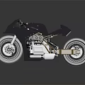Sleek Modern Motorcycle Design With Dark Metallic Body And Gold Accent Frames