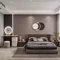 Modern Bedroom Interior Design With Cozy Bed Nightstand And Wall Art 3d model