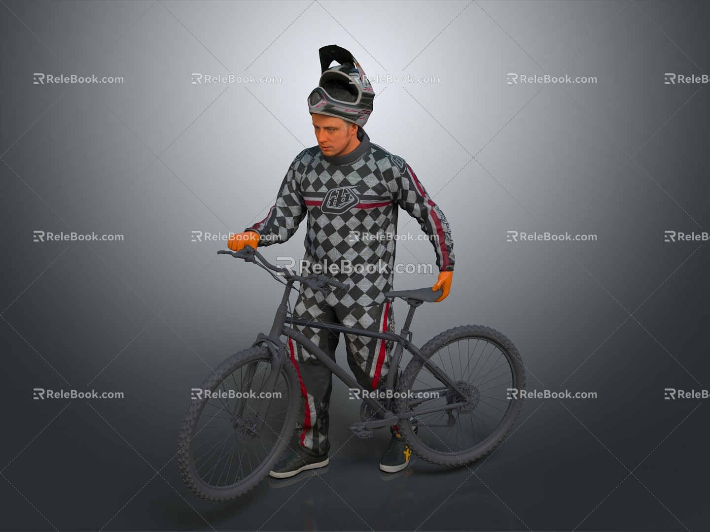 Modern Man Motorcycle Rider Bike Rider Mountain Bike Rider Racer 3d model