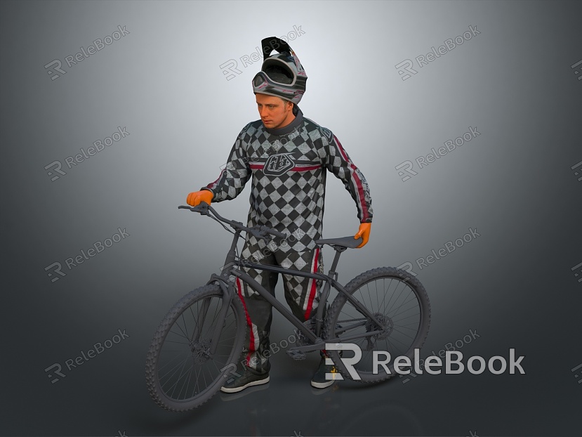 Modern Man Motorcycle Rider Bike Rider Mountain Bike Rider Racer model