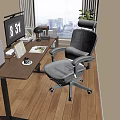 Gray Mesh Ergonomic Office Chair For Comfortable Home Office With Desk And City View