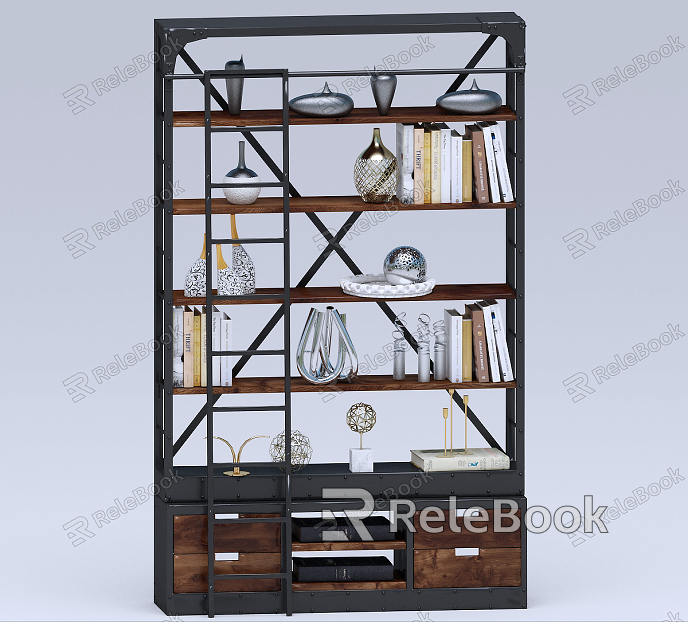 Industrial LOFT Bookcase Decorative Cabinet model