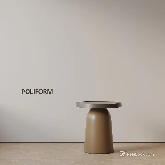 Sleek Modern POLIFORM Side Table Featuring Round Top And Brown Base 3d model