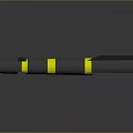 Detailed Missile Weapon with Black Body Yellow Stripes and Rear Fins in 3D Render