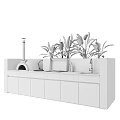 Stylish Outdoor Kitchen Setup With Pizza Oven Wooden Cabinets Concrete Counter Sink And Plants