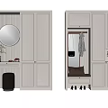 Modern Shoe Cabinet With Multiple Doors Mirror Hooks And Seating For Entryway 3d model