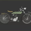 Vintage Green Motorcycle With Brown Leather Seat And Black Spoke Wheels Classic Design