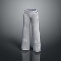 White Flare Pants With Intricate Floral Pattern And Soft Textured Knitted Fabric