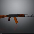 Rifle With Red Wooden Stock Grip And Black Metal Components Design