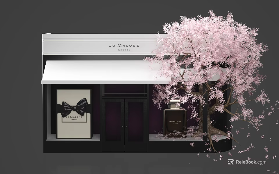 Jo Malone London Store Window With Cherry Blossom Tree And Perfume 3d model 