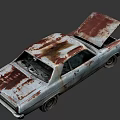 Old Rusty Car With Open Hood Vintage Exterior And Worn Details