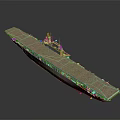 Gray Hull Aircraft Carrier With Long Flight Deck And Naval Superstructure 3d model