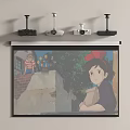 Wall Mounted Projection Monitoring System With Multiple Projectors And Projection Screen