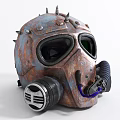 Rusty Spiked Gas Mask Helmet With Goggles And Breathing Tube