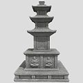 Traditional Stone Pagoda Multi Tiered Structure With Carved Base Ancient Oriental Design