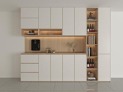 Simple Wall Side Cabinet Kitchen High Cabinet Restaurant Storage Integrated Multifunctional Living Room Cream Storage Cabinet Wine Cabinet model