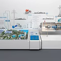 Sand Table Displaying Power Facilities And Energy System Models With Wind Turbines Industrial Diagrams