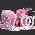 Decorative Pink Kimberlite Diamond DP Display Setup With Diamond Elements And Lighting 3d model