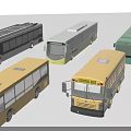 Various Modern Cars Including Buses and School Buses in Multiple Colors and Styles