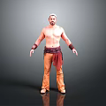 Men's Daily Life Accessories Including Headscarf Orange Trousers Red Belt And Wristbands