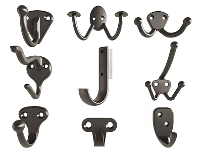 Various Shaped Metal Hooks with Decorative Designs for Home Hanging Needs 3d model