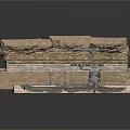 3D Geological Strata Structure With Rock Layers And Metal Support Framework