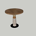 Stylish Round Wooden Dining Table With Geometric Patterned Pedestal Base 3d model