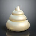 Shiny Golden Sculpture with Layered Swirl Design on Dark Reflective Surface