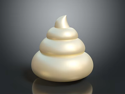 Shiny Golden Sculpture with Layered Swirl Design on Dark Reflective Surface 3d model