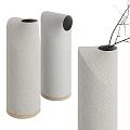 Modern Textured Vases With Wooden Base And Decorative Branches In Contemporary Design