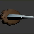 Enchanted Ice Blade with Transparent Blue Edge and Brown Horned Beast Handle