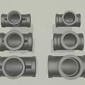 Same diameter tee DN15 DN20 DN25 tee pipe joint connector 3d model