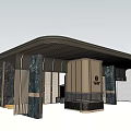 Luxurious Modern Entrance Gate With Curved Metal Roof Marble Columns And Architectural Details