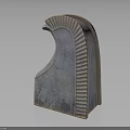 Unique Curved Furniture Decorative Piece With Textured Striped Edges And Blue Gray Finish