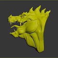 Blue Dragon Head With Spiked Crown Sharp Teeth Orange Mouth And Red Eyes