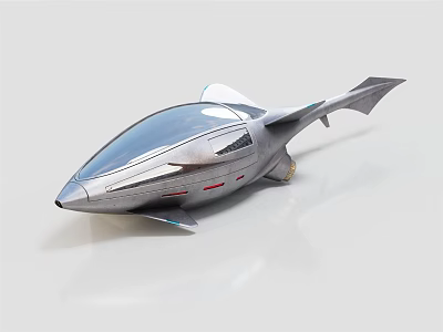 Futuristic Concept Vehicle With Streamlined Silver Design Transparent Cockpit And Aerodynamic Fins 3d model