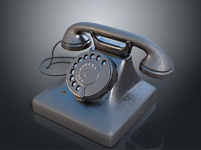Retro Style Vintage Rotary Telephone With Classic Design And Mechanical Dial 3d model