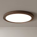 Modern Round Flush Mount Ceiling Light With Wooden Frame And White Lampshade 3d model