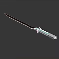 Sleek Sword With Metal Blade And White Scabbard Showcased On Dark Background