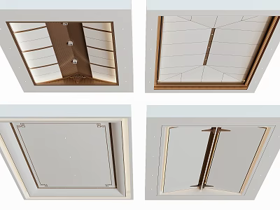 Modern Ceiling Design With Decorative Panels And Geometric Lines In Various Styles 3d model