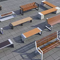 Different Designs Modern Outdoor Chairs With Wooden Slats And Metal Frames On Stone Ground