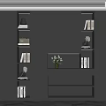 Modern Grey Bookcase Interior Design With Open Closed Storage And Decorative Items 3d model