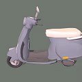 Light Gray Classic Scooter With White Seat Round Headlight And Rearview Mirrors