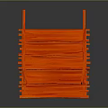 Red Wooden Staircase With Handrail And Modern Interior Design Features