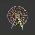 Modern Ferris Wheel Architecture With White Frame Red Center And Reflection 3d model